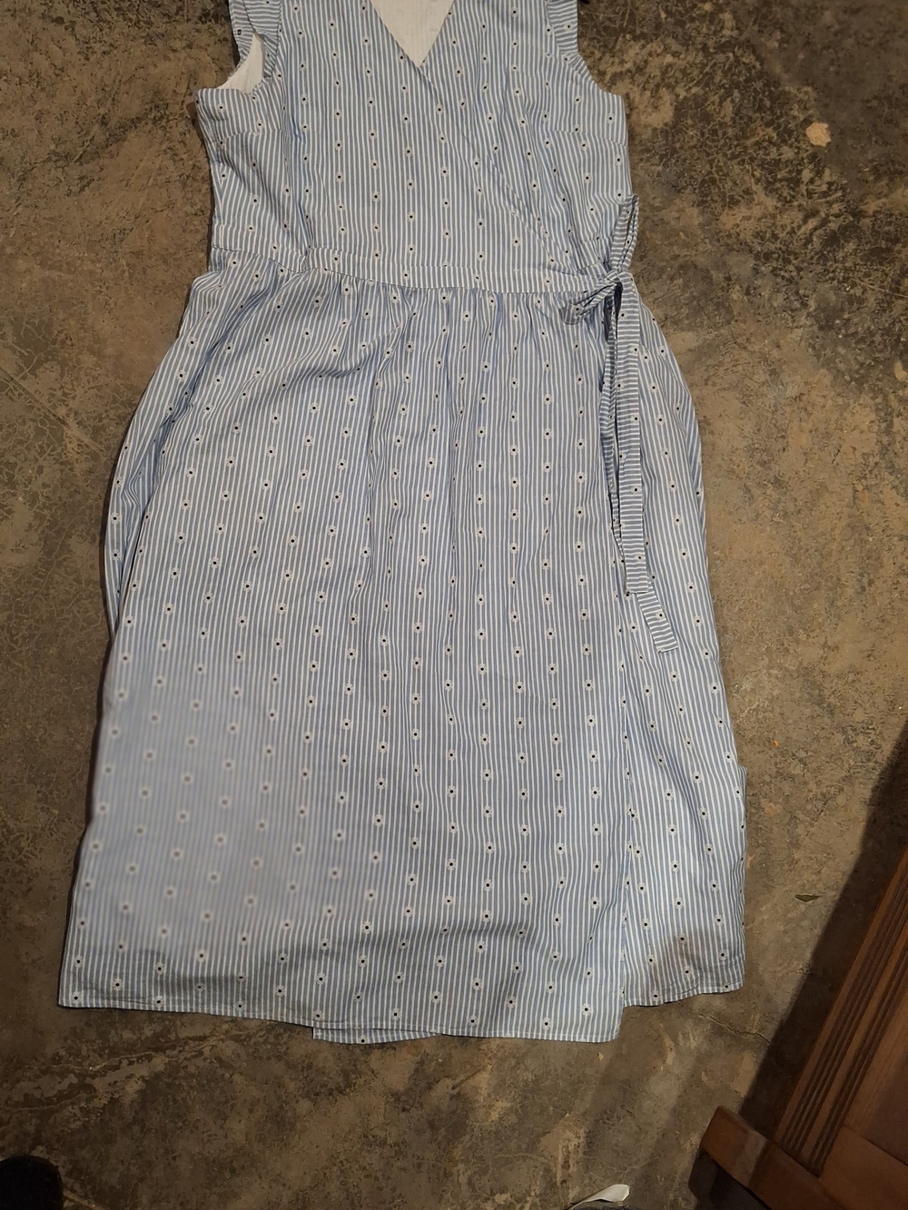 LOFT Blue and White Striped Wrap Maxi Dress with Tie - Picture 6 of 15